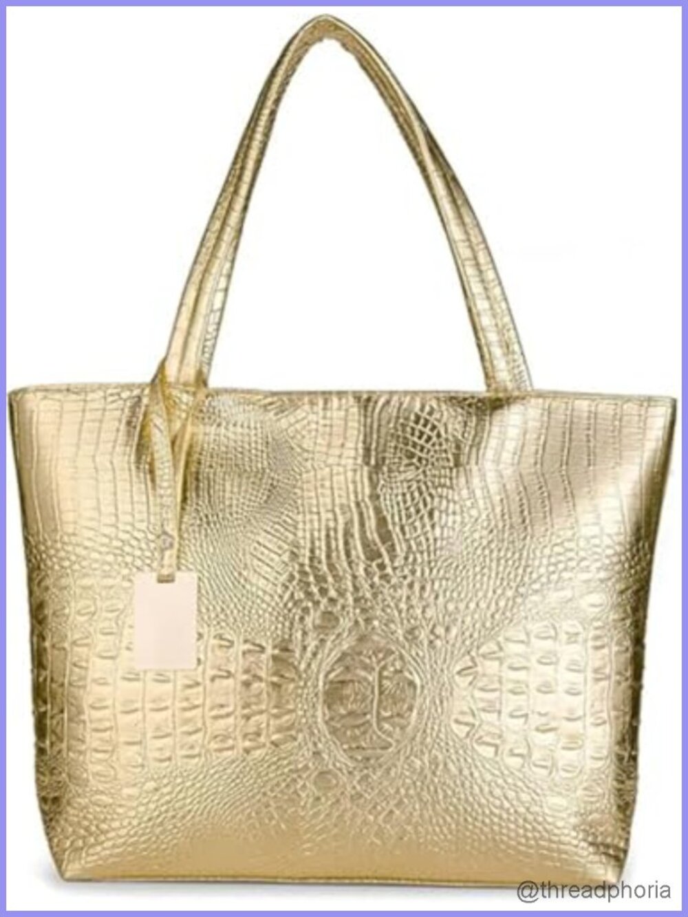 Womens Large Tote Shoulder Handbag Faux Leather Crocodile Travel Satchel